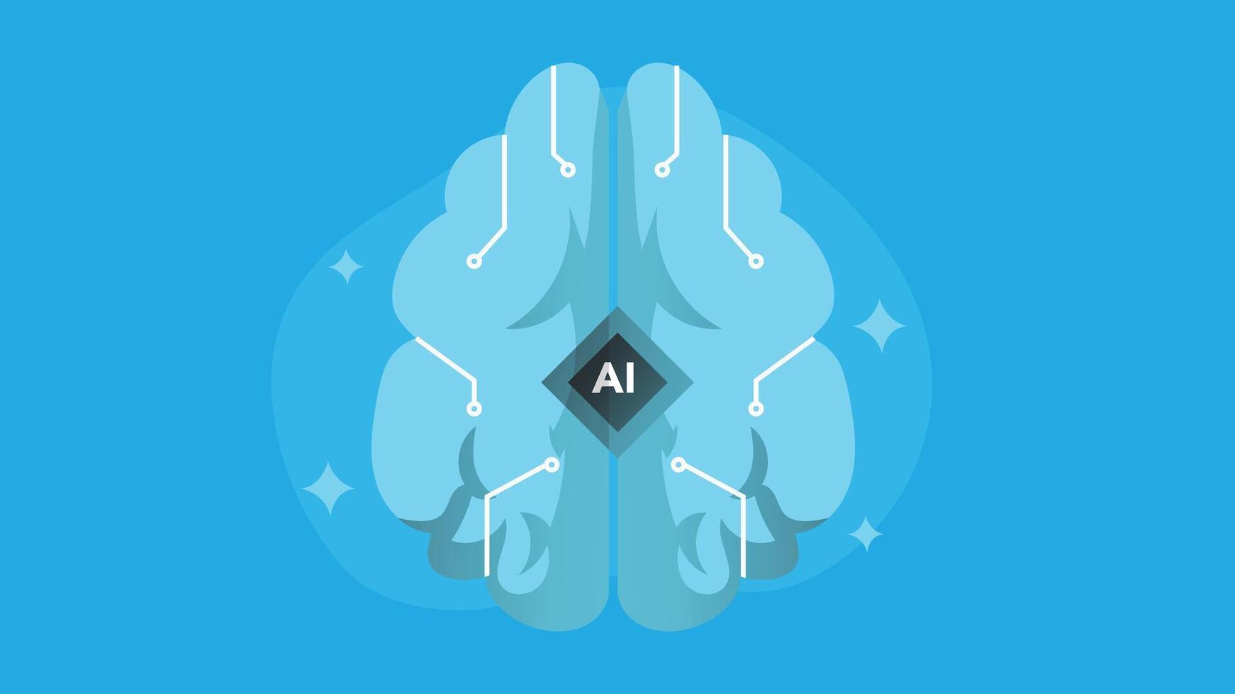AI thinking and artificial brains technology illustration vector