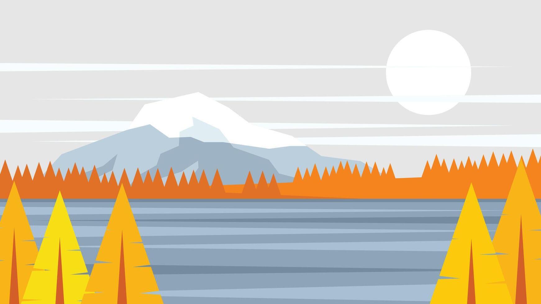 Natural scenery background and mountains illustration vector