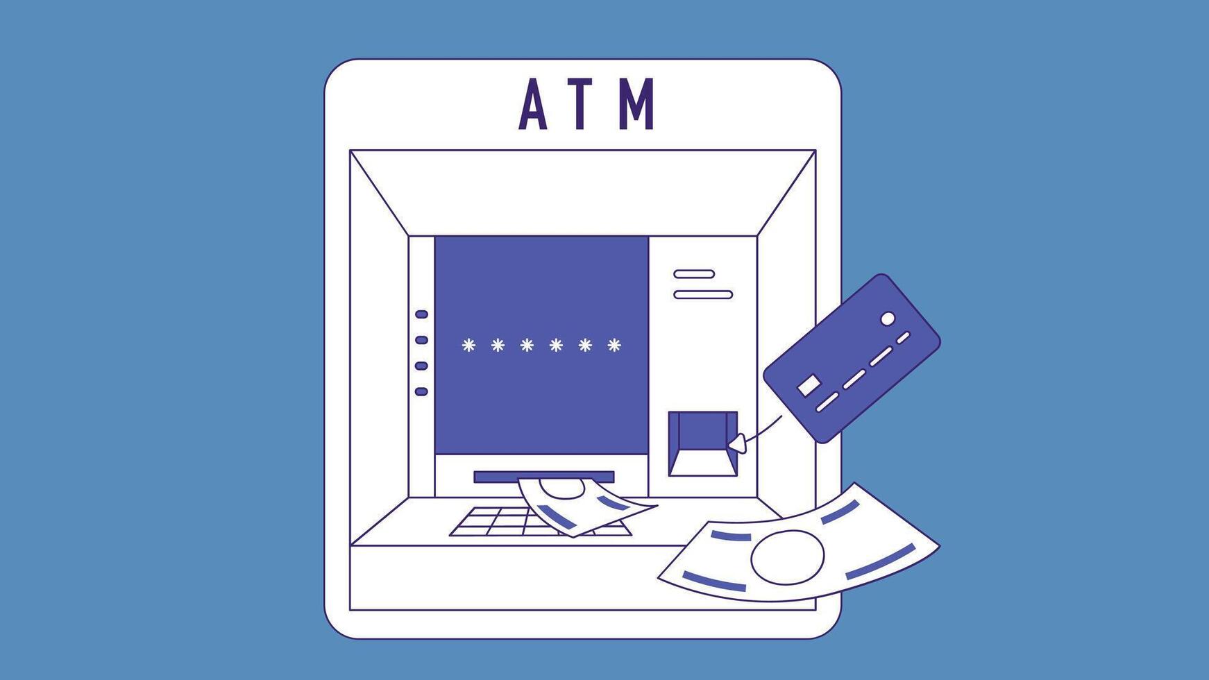 ATM machine with debit card duo tone color style illustration vector