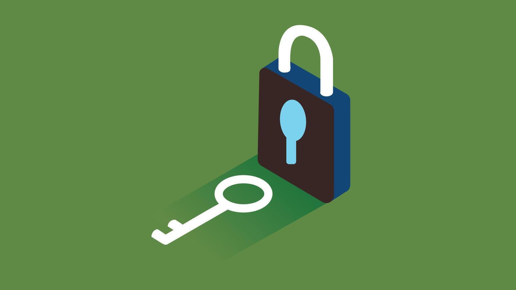Lock and key isometric style illustration vector