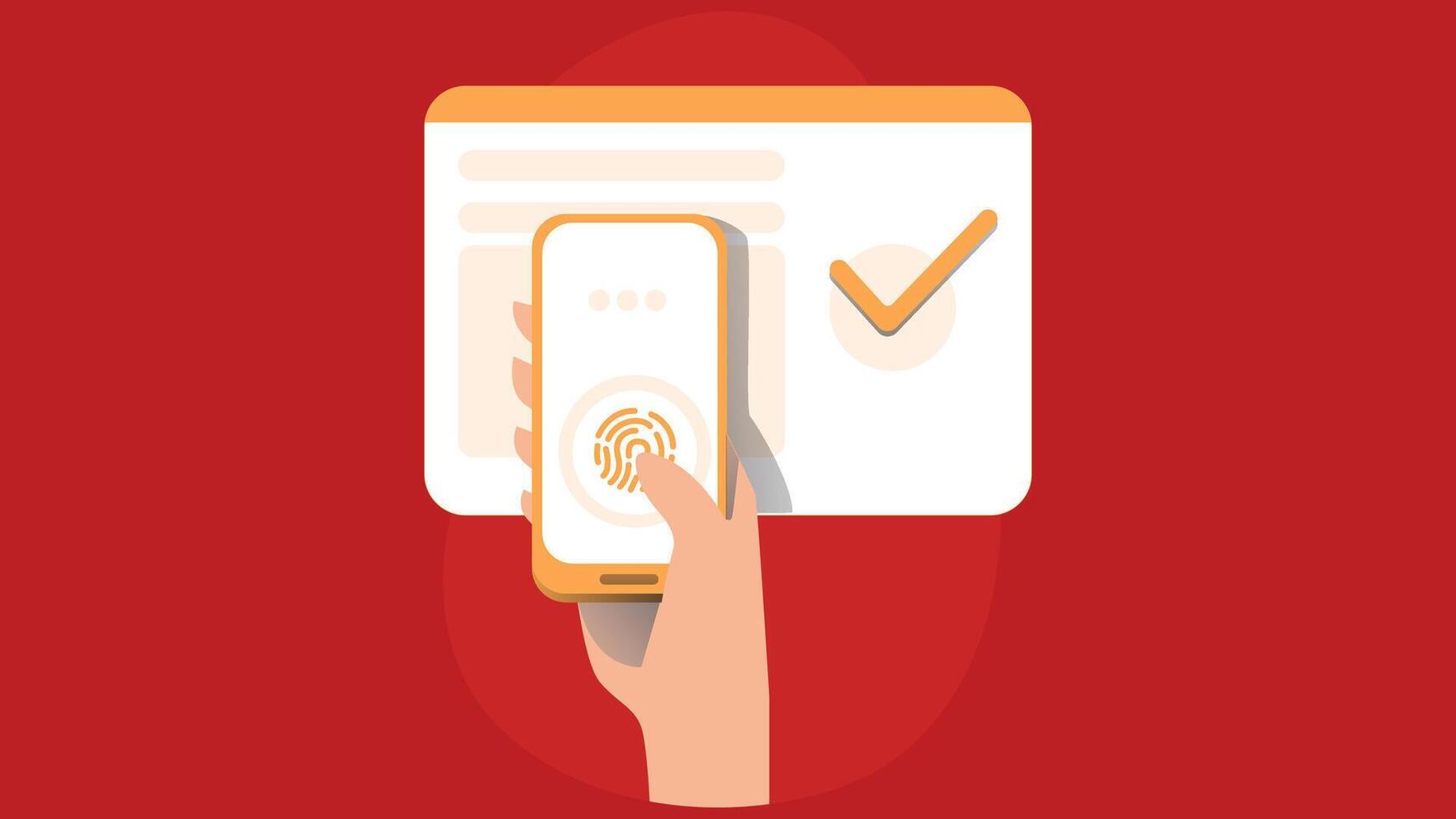Fingerprint authentication biometric mobile app illustration vector