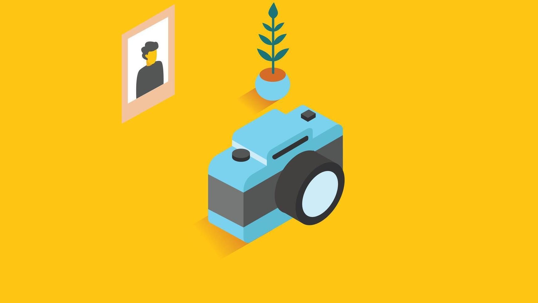 Camera device isometric design style vector