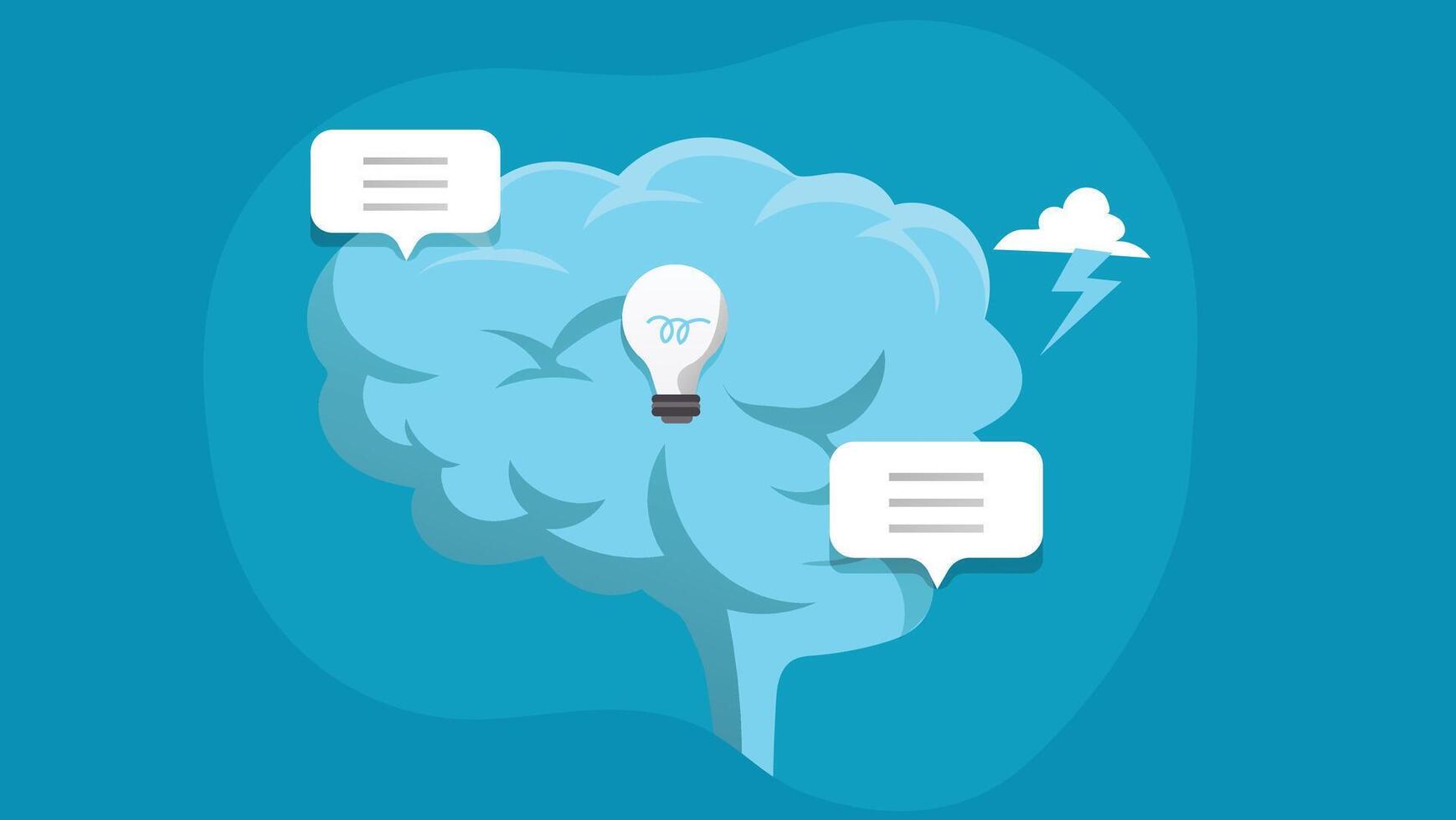 Brain thinking and creative ideas flat design illustration vector