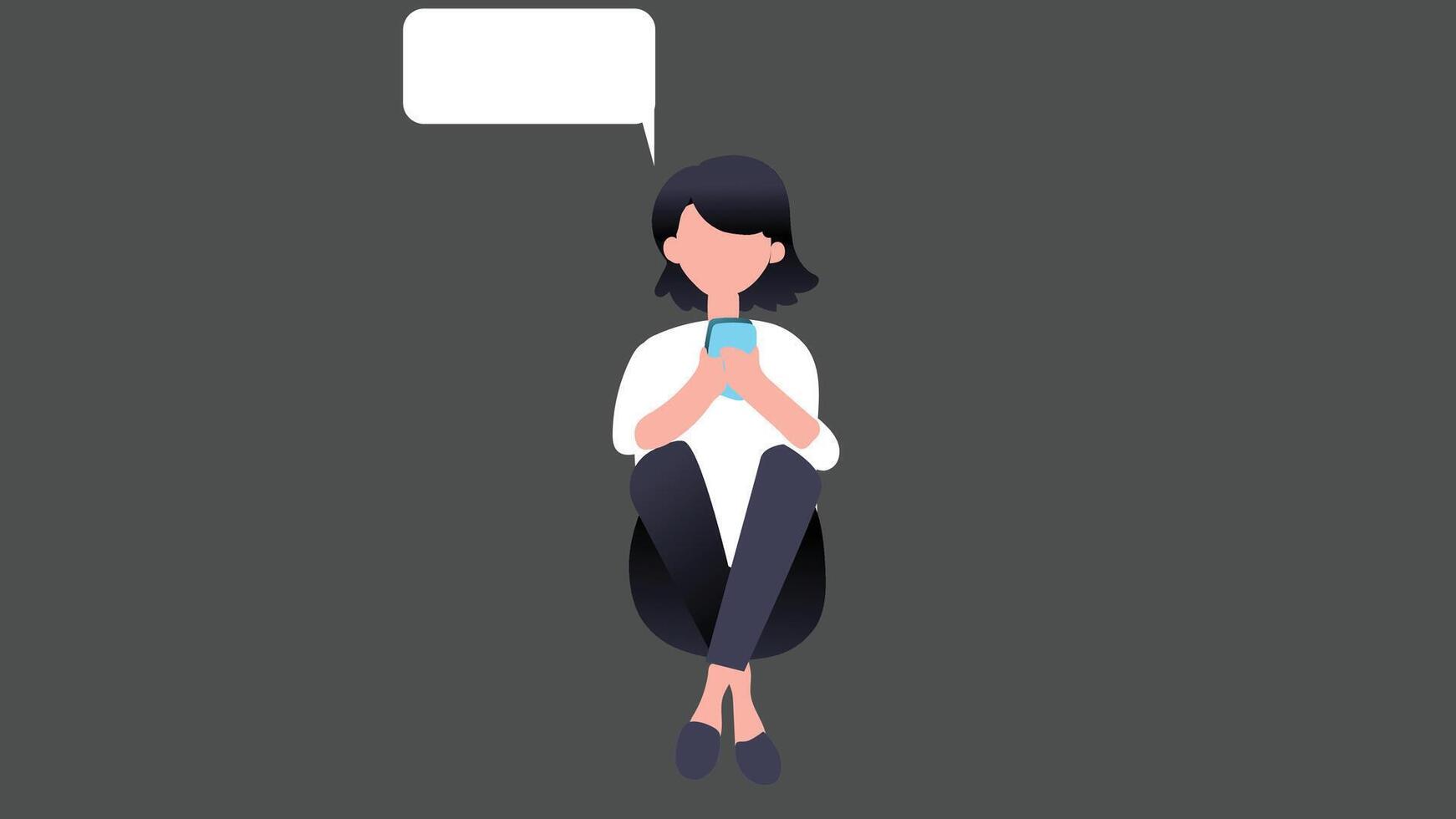 Girl chatting on her mobile isolated graphic illustration vector