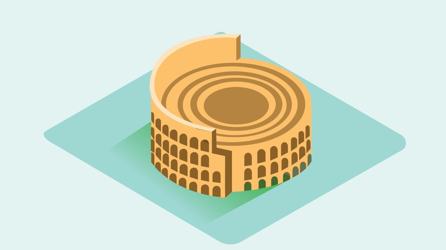 Colosseum ancient amphitheatre in Rome isometric design vector