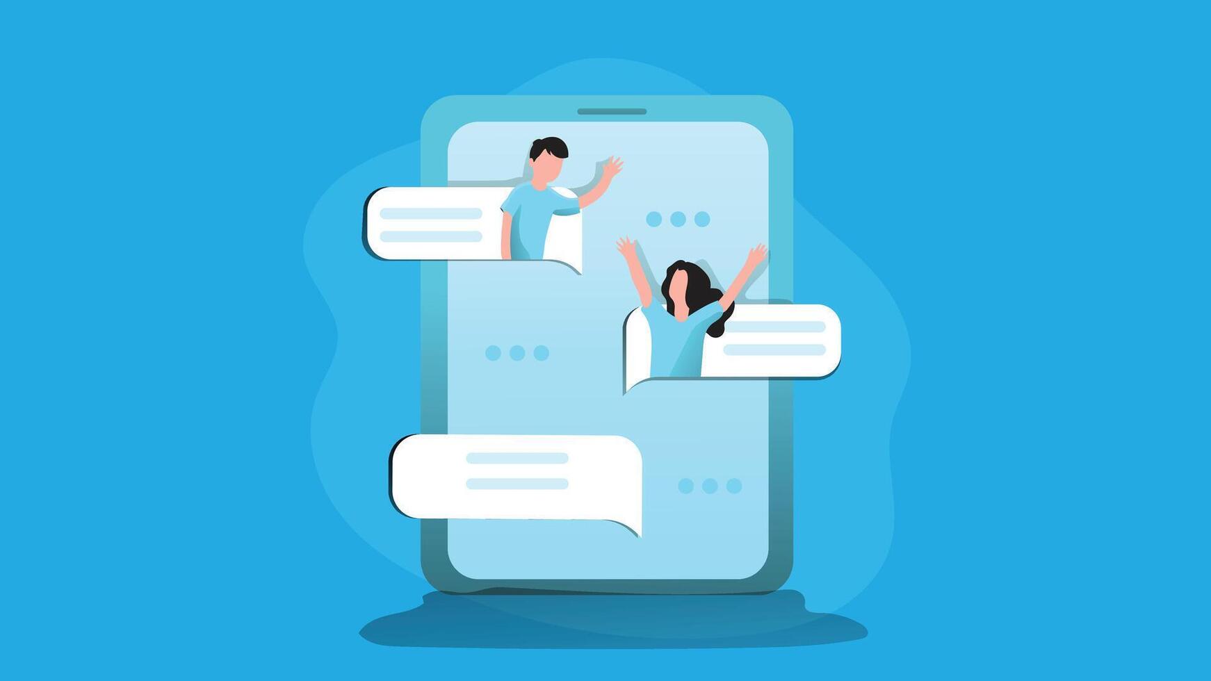 Chatting app conversation in an isolated mobile screen illustration vector