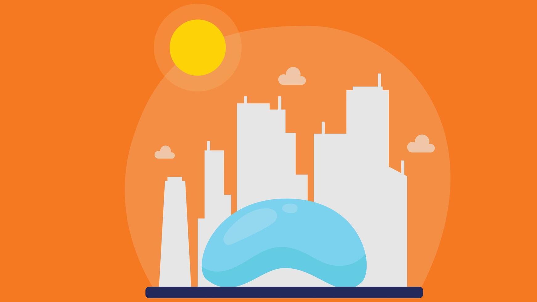 Downtown Chicago Mirror sculpture The Bean flat design vector