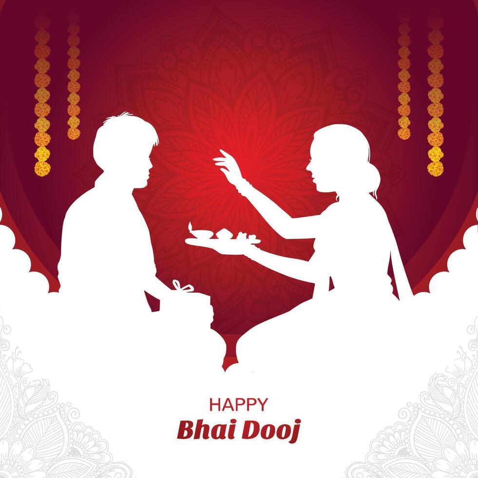 Happy bhai dooj beautiful celebration card background vector