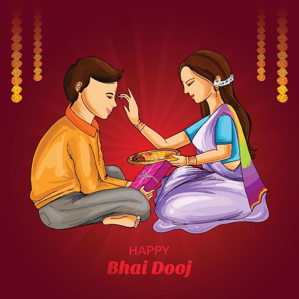 Beautiful Bhai dooj festival greeting card background vector