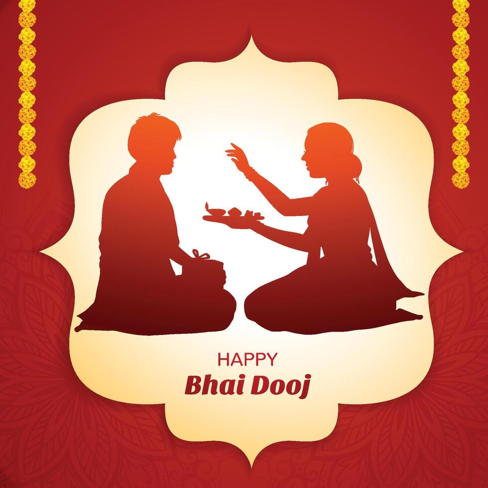 Happy bhai dooj beautiful celebration card background vector