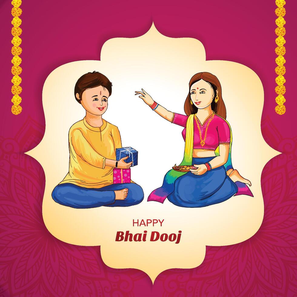 Happy bhai dooj beautiful celebration card background vector