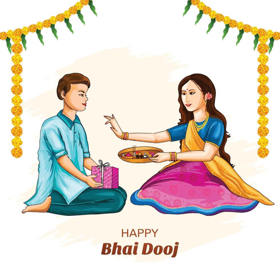 Beautiful Bhai dooj festival greeting card background vector