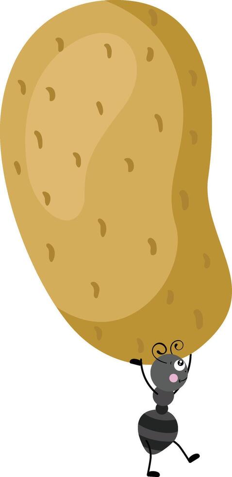 Cute ant carrying a potato vector