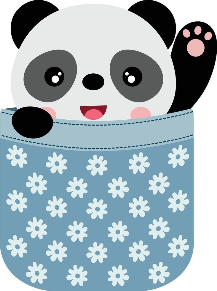 Cute panda peeking inside pocket vector