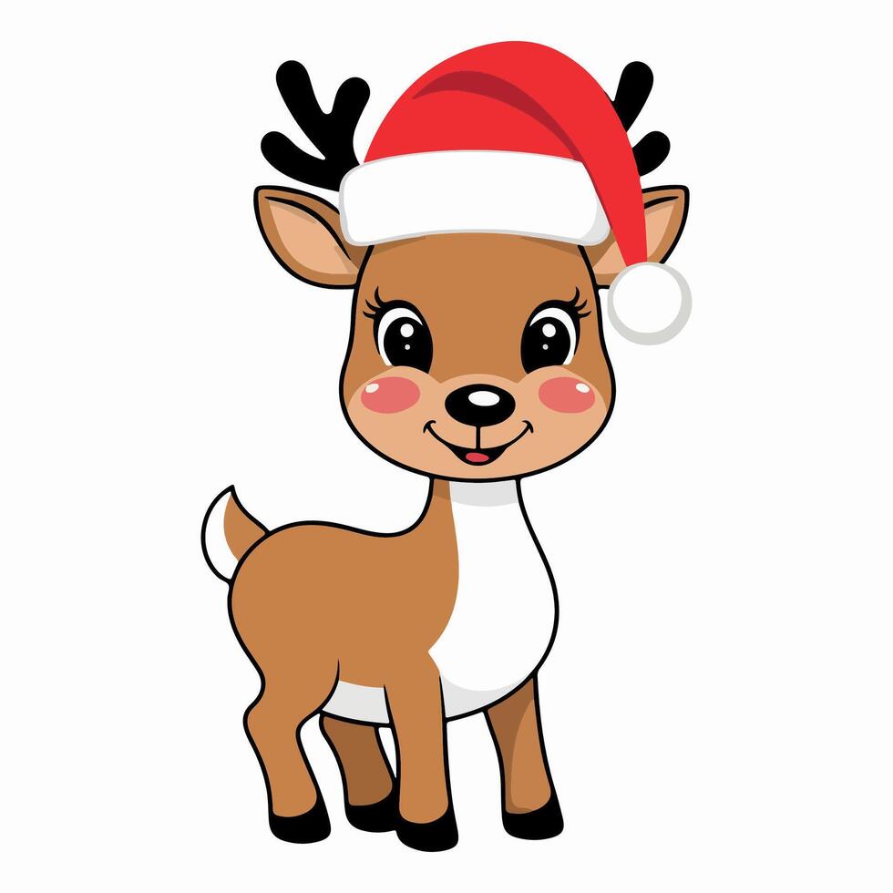 Christmas cute reindeer happy face. vector