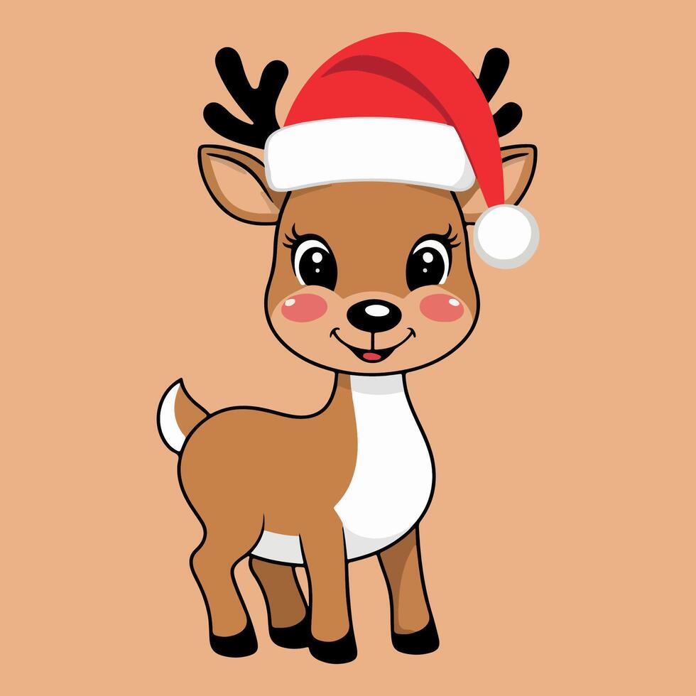 A happy face reindeer on flat background. vector