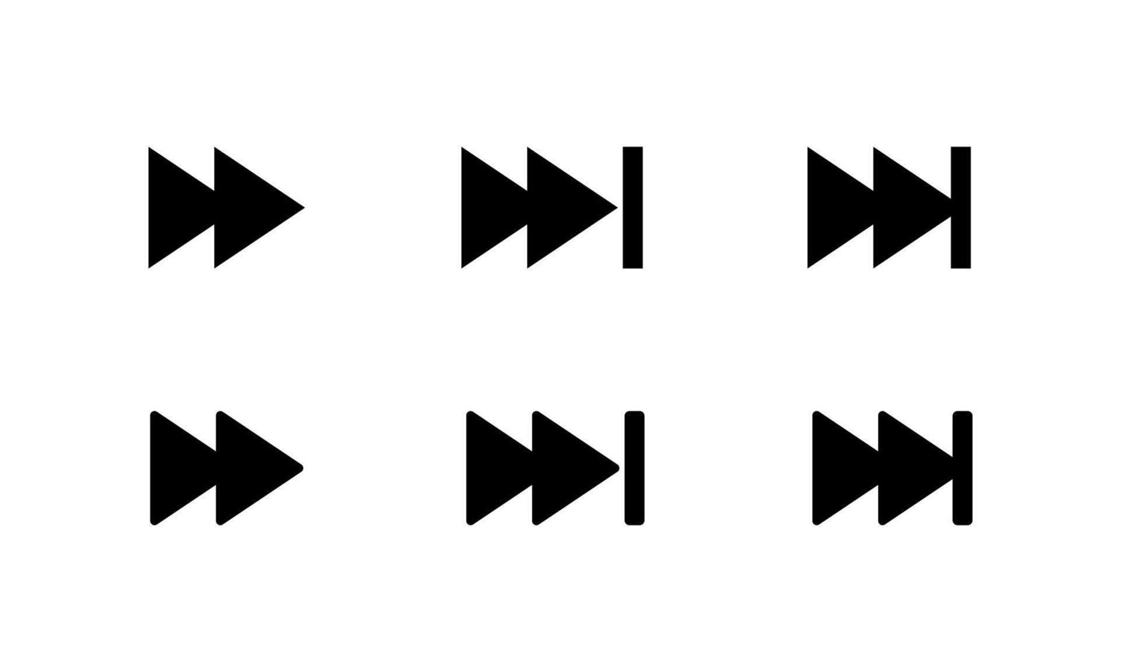 Forward icon set of media player element. Next track sign symbol vector