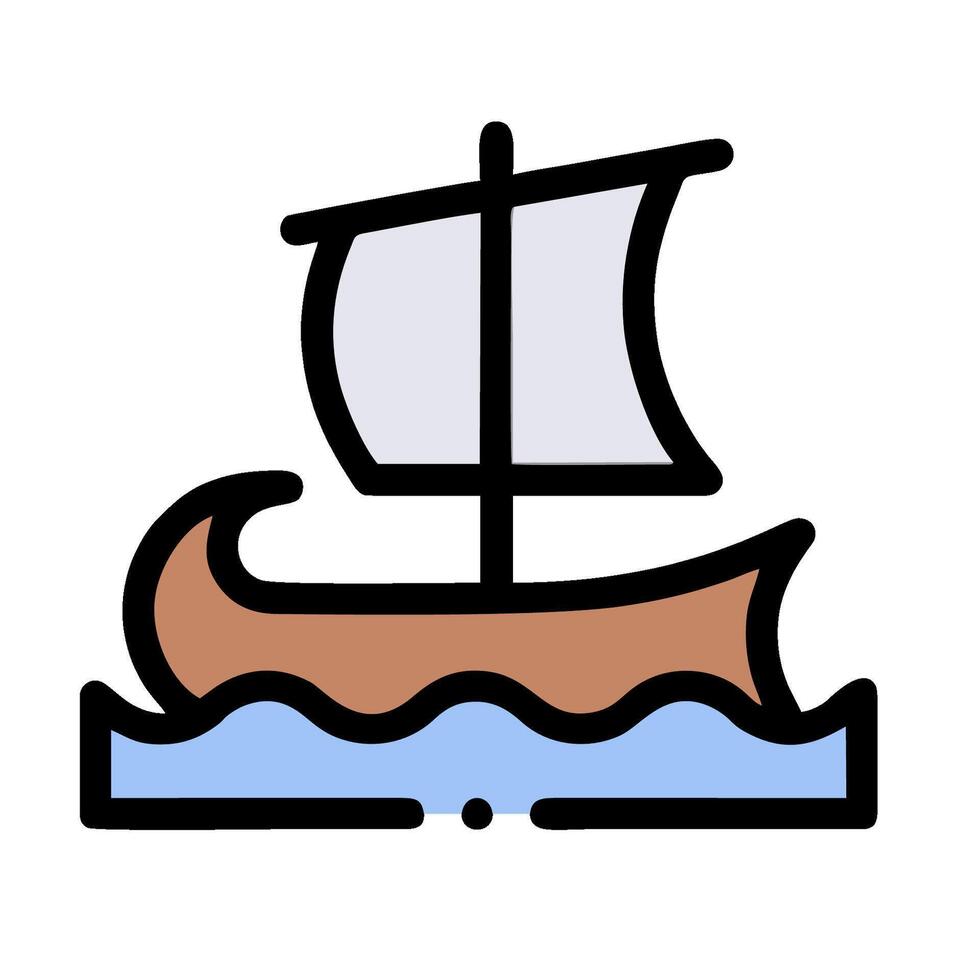 A boat with sails on the water vector