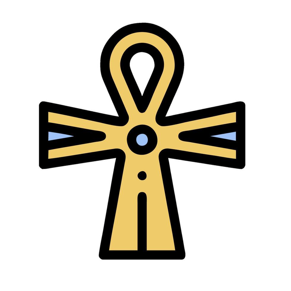 An egyptian cross with a blue and yellow design vector
