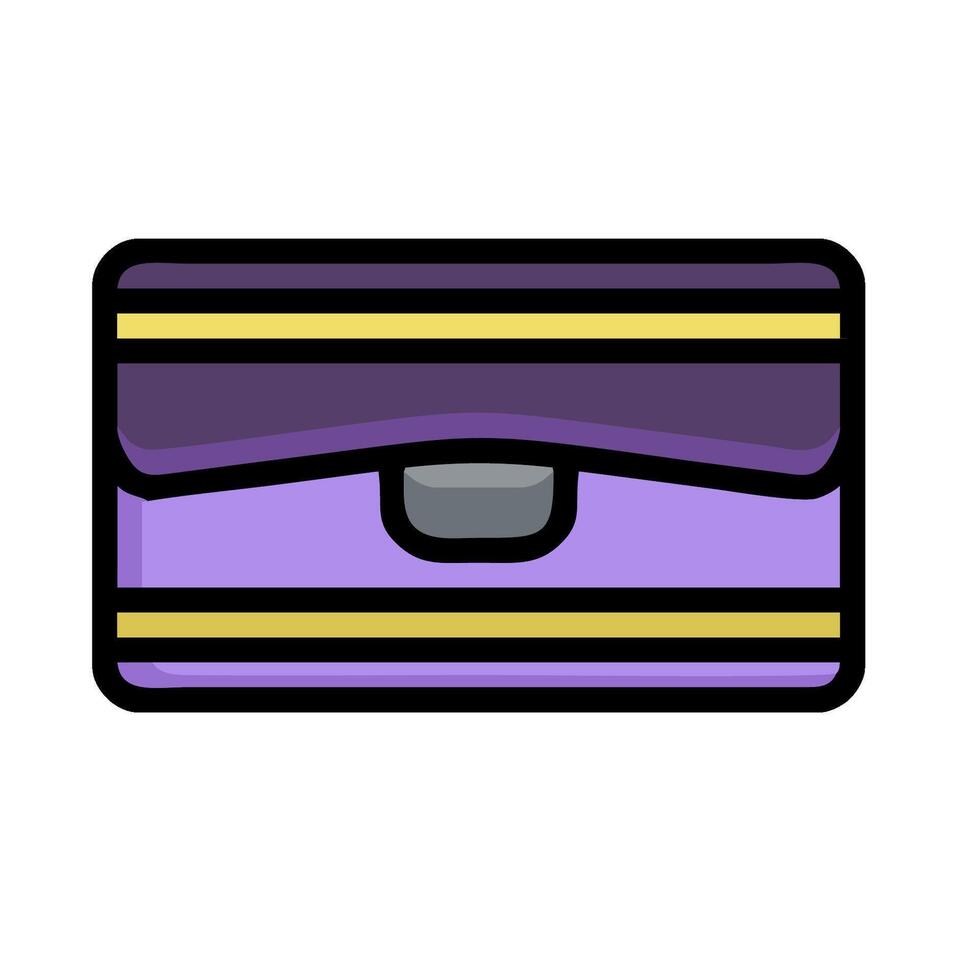 A purple and yellow suitcase icon on a white background vector