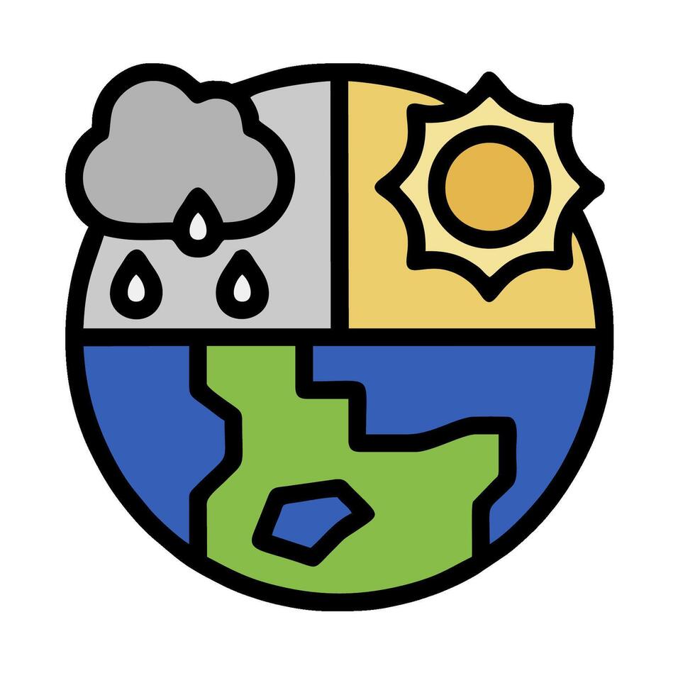 The earth is surrounded by clouds, sun and rain vector