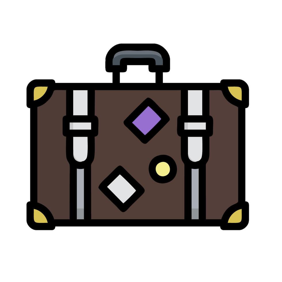 A suitcase with purple and gold coins on it vector