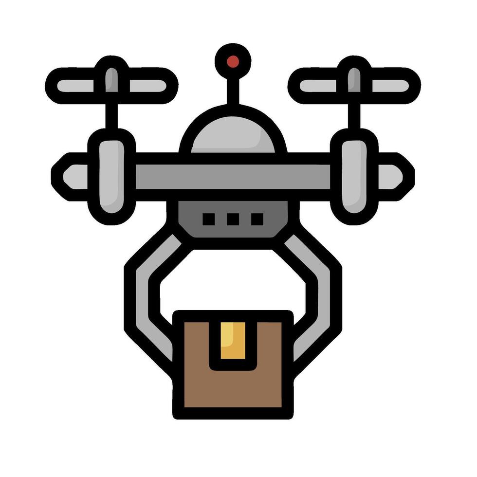 A cartoon drone with a box on top vector