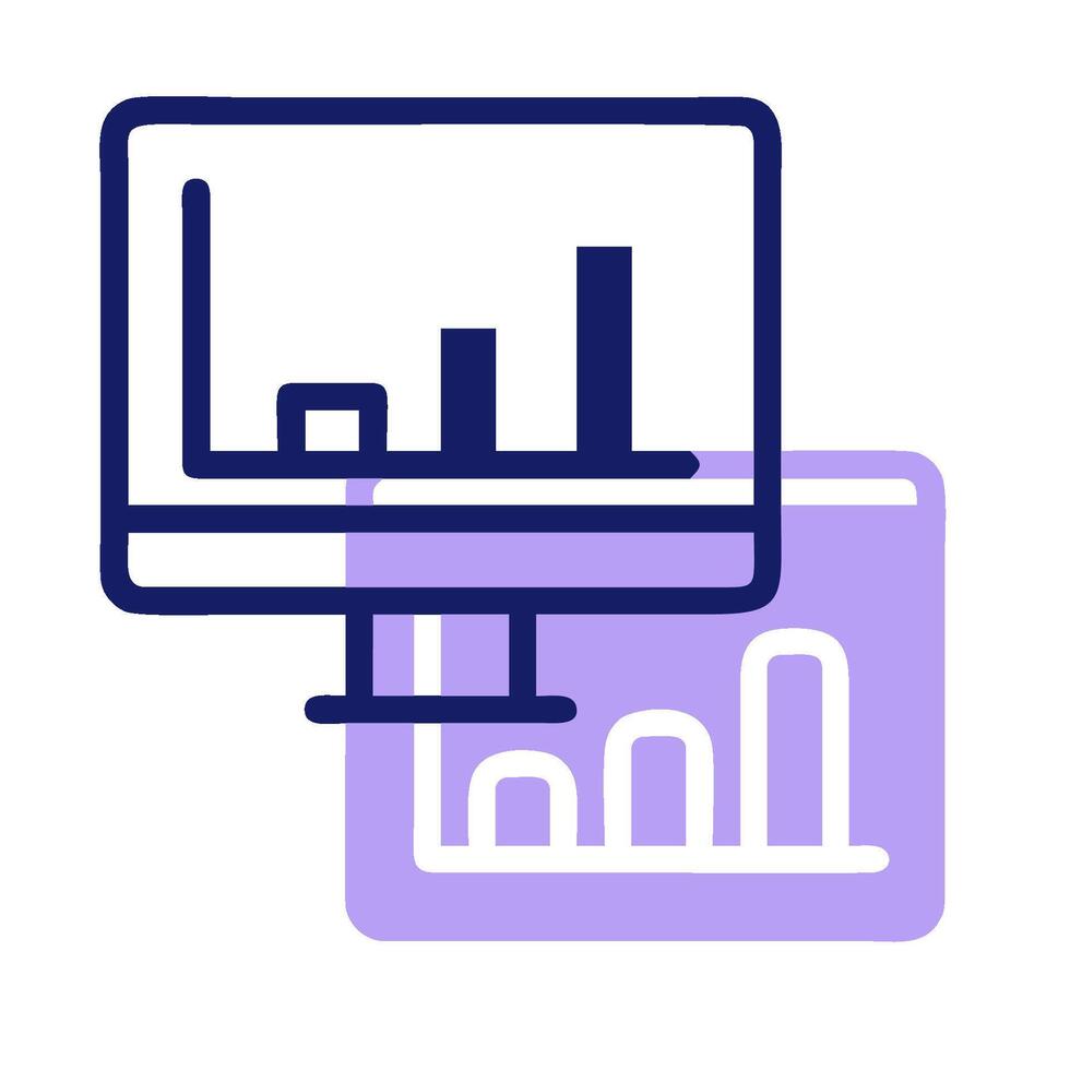 A computer monitor with a bar graph on it vector