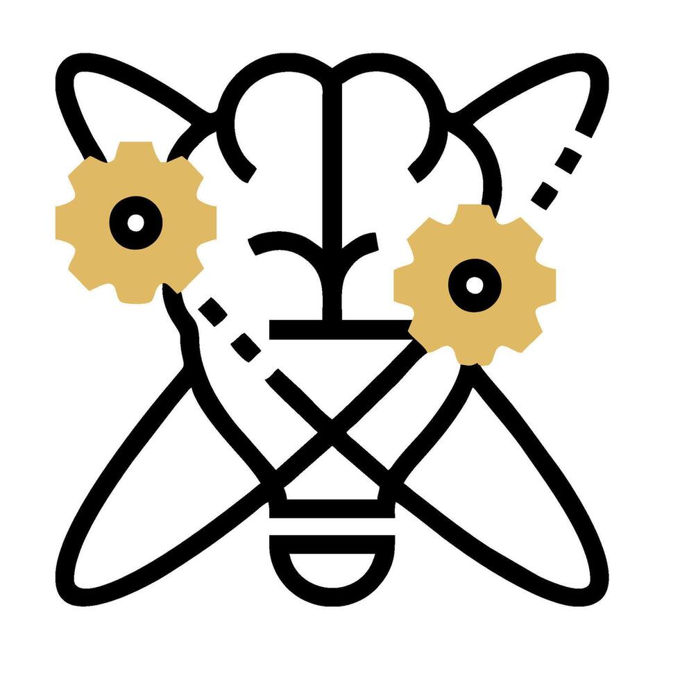 A logo with a brain and gears vector