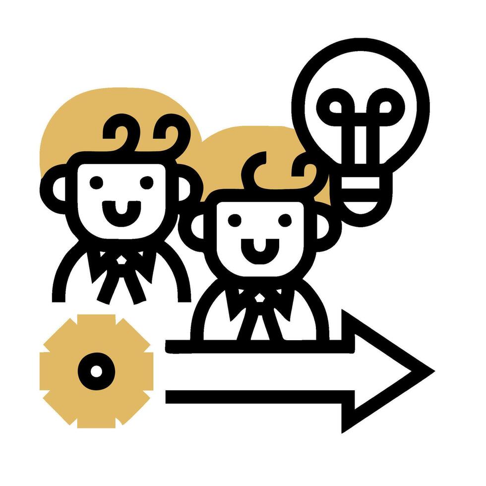 Two people with a light bulb above them vector