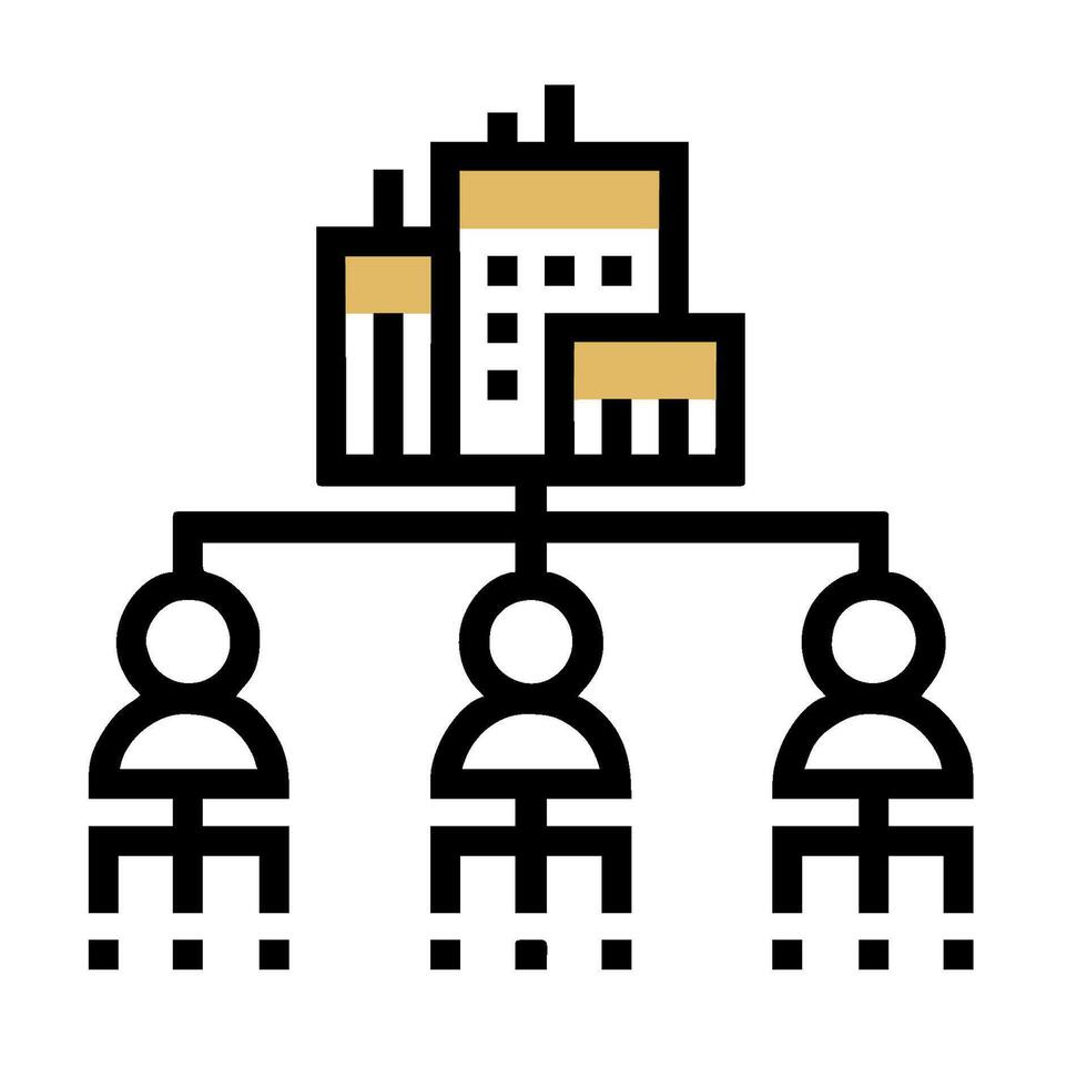 A group of people are sitting around a building vector