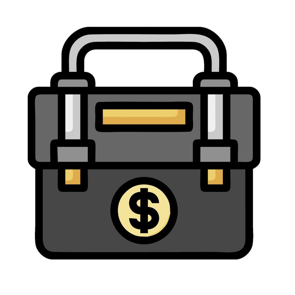 A black briefcase with a dollar sign on it vector