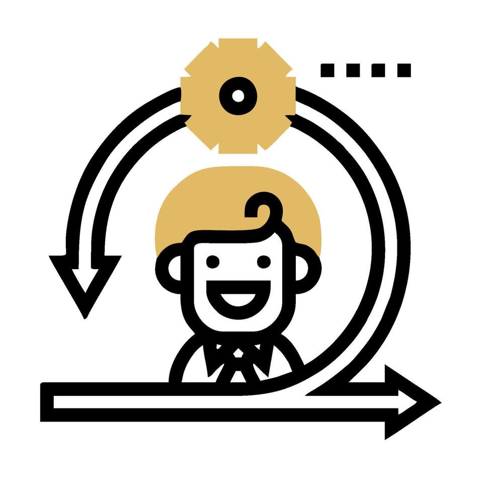 A man is in the middle of a circle with a clock on it vector
