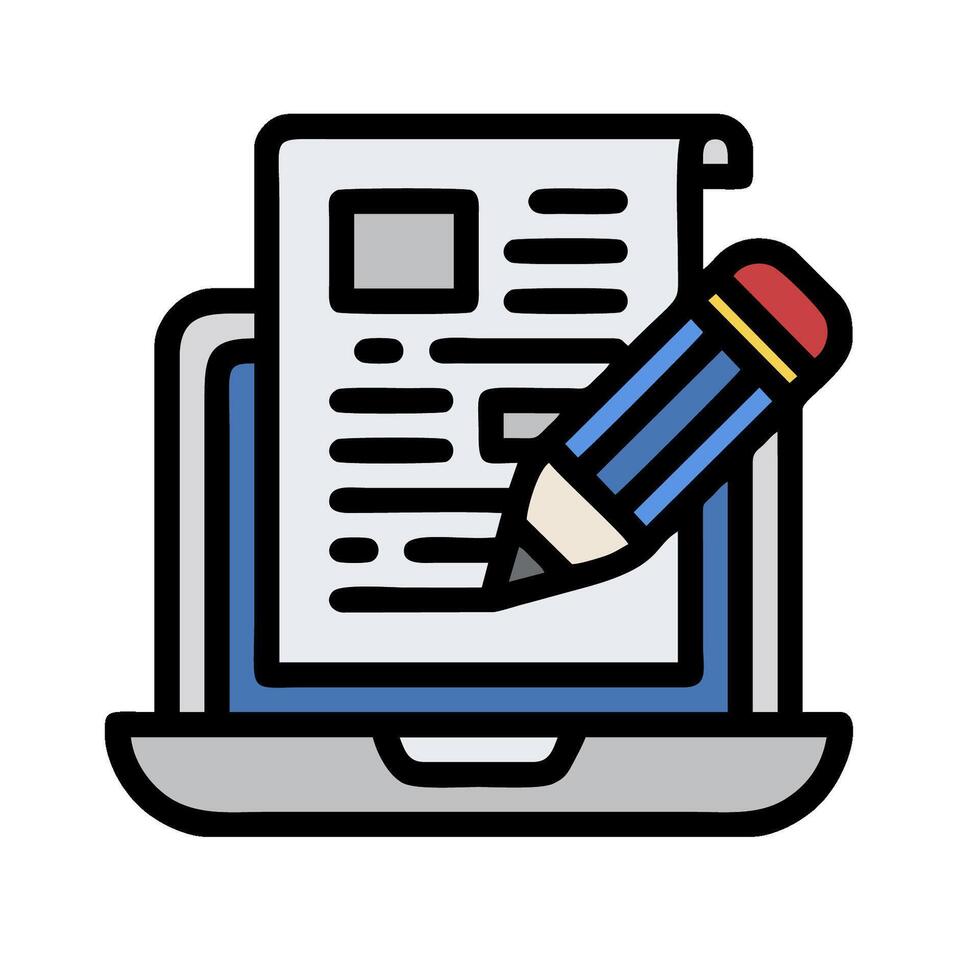 A pen and paper icon on a laptop vector