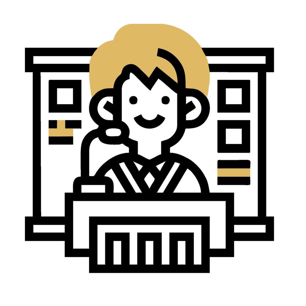 A cartoon man in a suit sitting at a desk vector