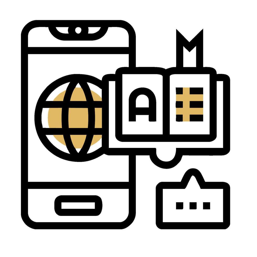 A smartphone with a book and a globe icon vector