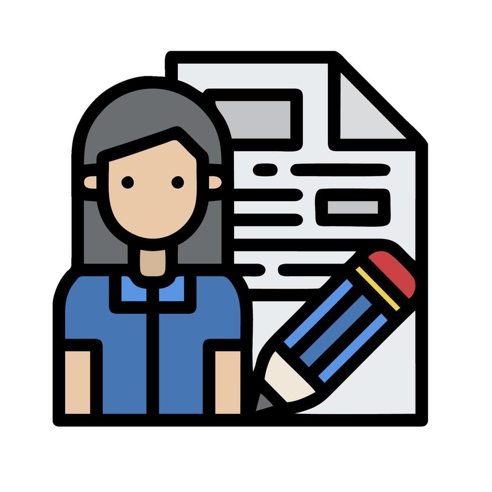 A woman holding a pencil and a paper vector