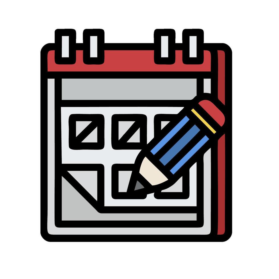 Calendar icon with pencil and paper vector