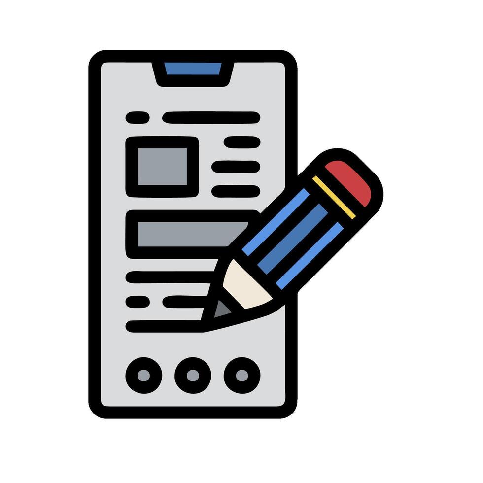 A pencil is holding a paper and a phone vector