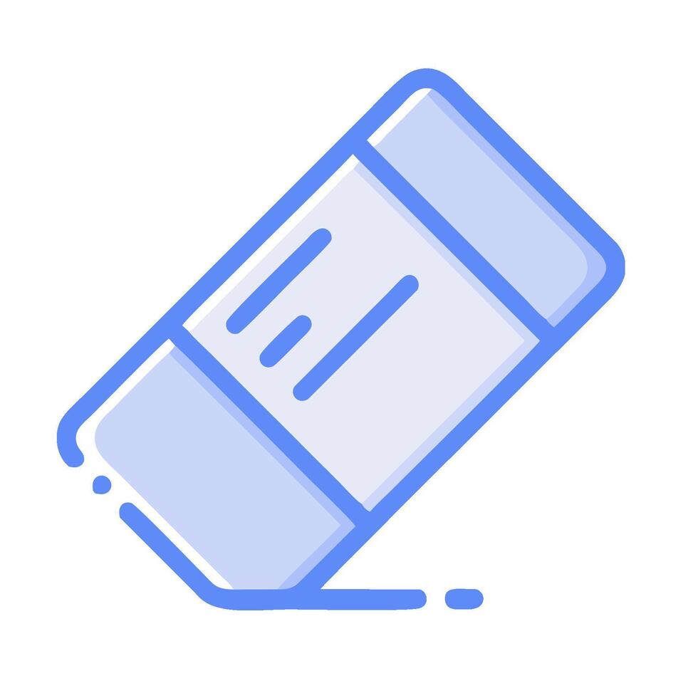 A blue and white icon of a pen vector