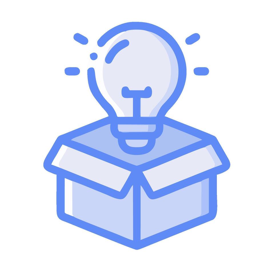 An icon of a light bulb inside a box vector