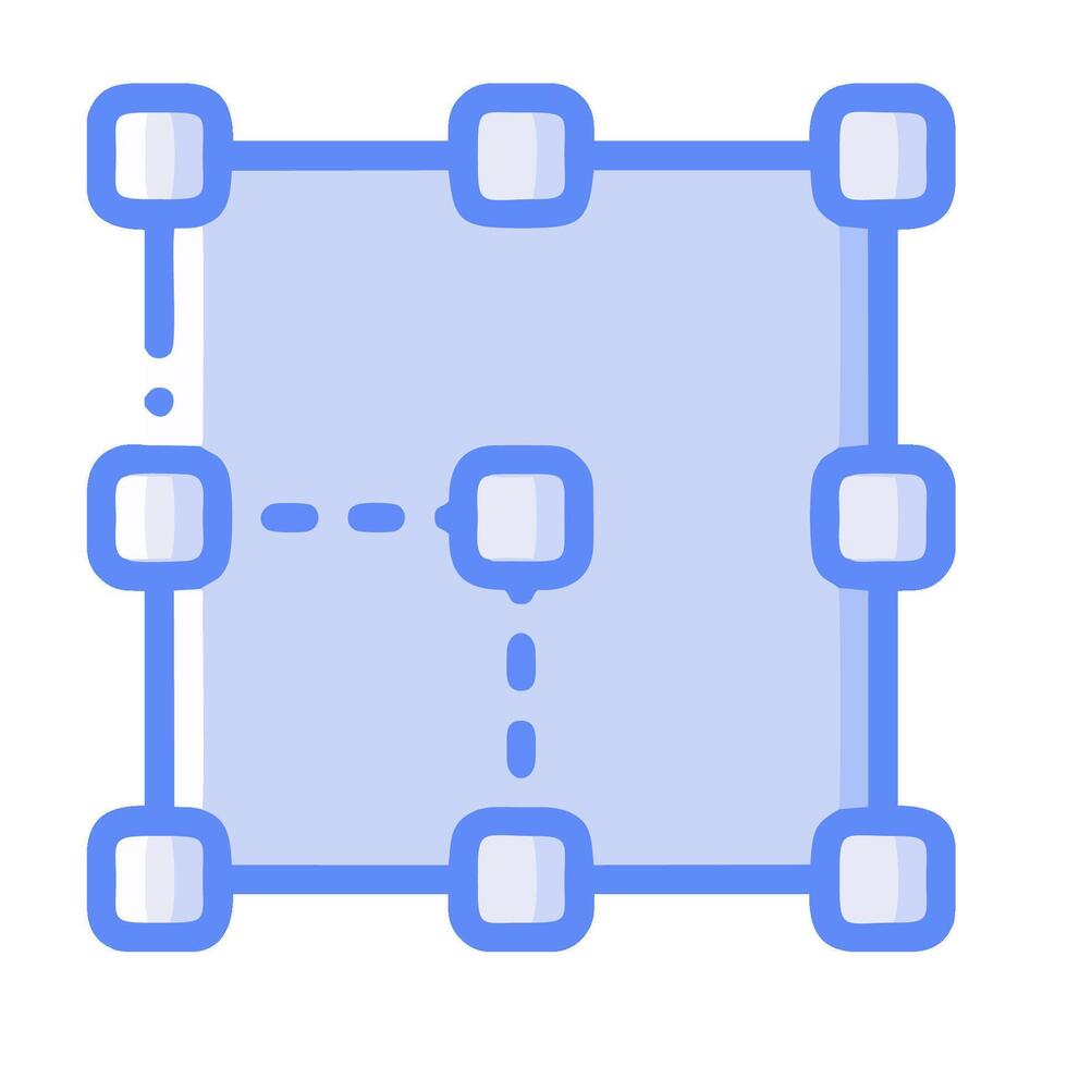 A blue square with four squares on it vector