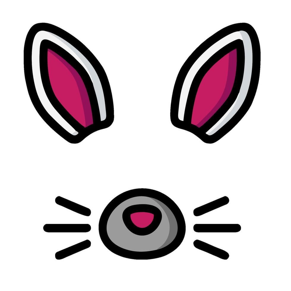 A cartoon bunny's face with ears and nose vector