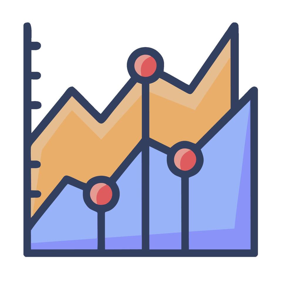 An icon of a graph chart with arrows and dots vector