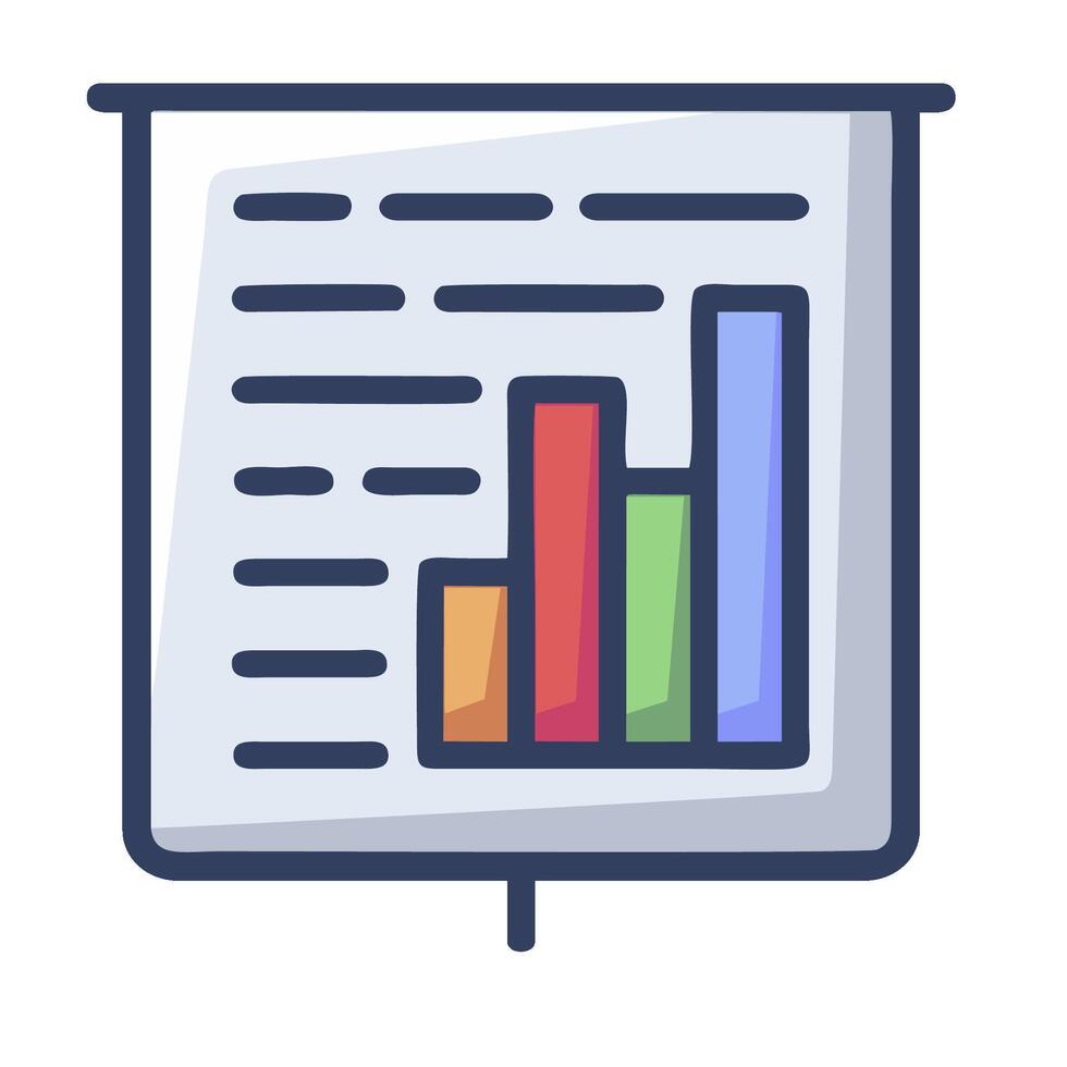 A presentation with a bar chart on it vector
