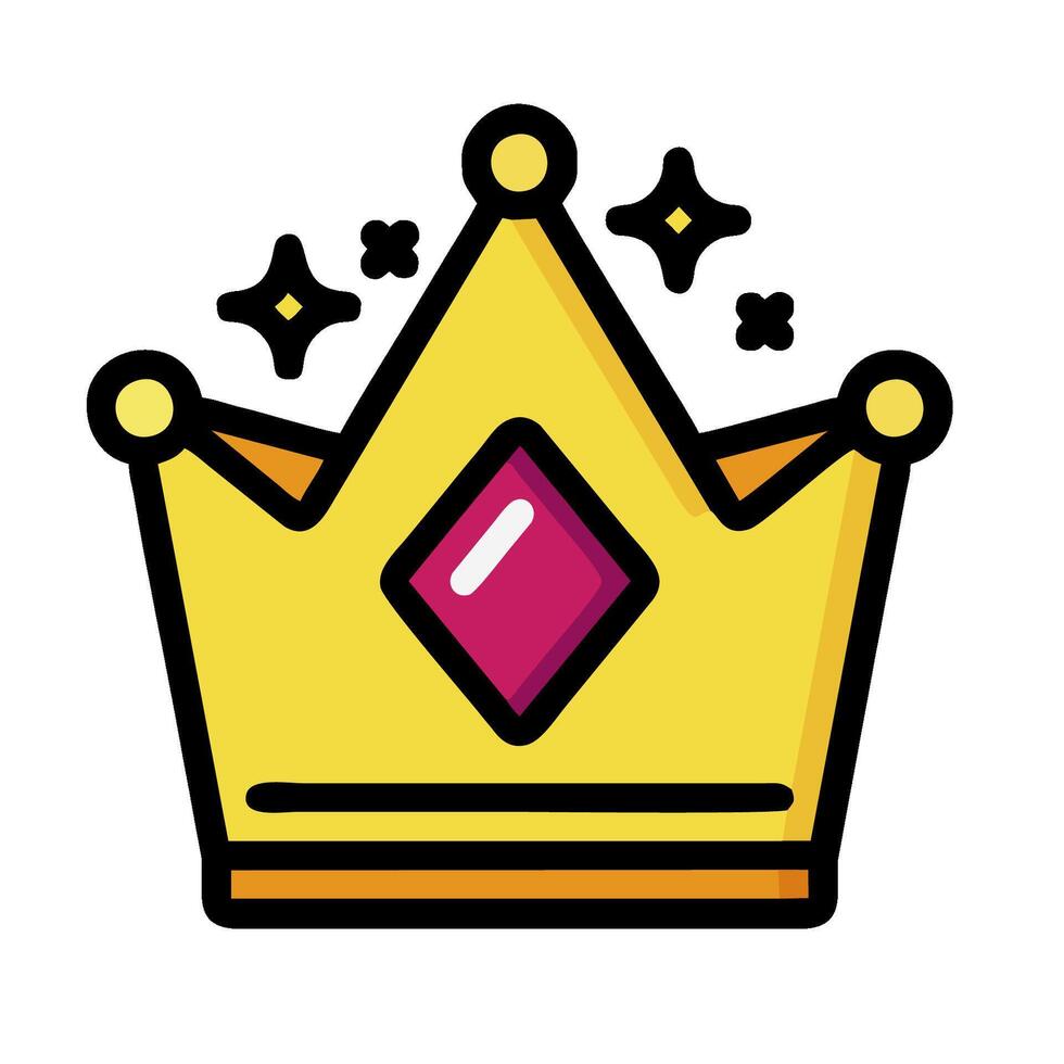 A crown icon with a pink diamond on top vector