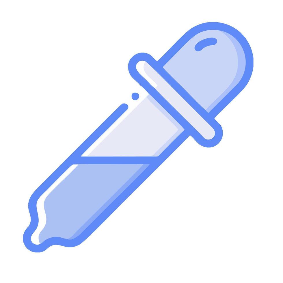 A blue and white drawing of a syringe vector