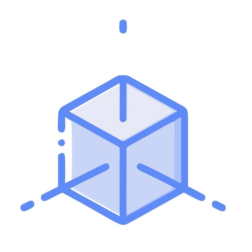 A cube with a blue outline on it vector