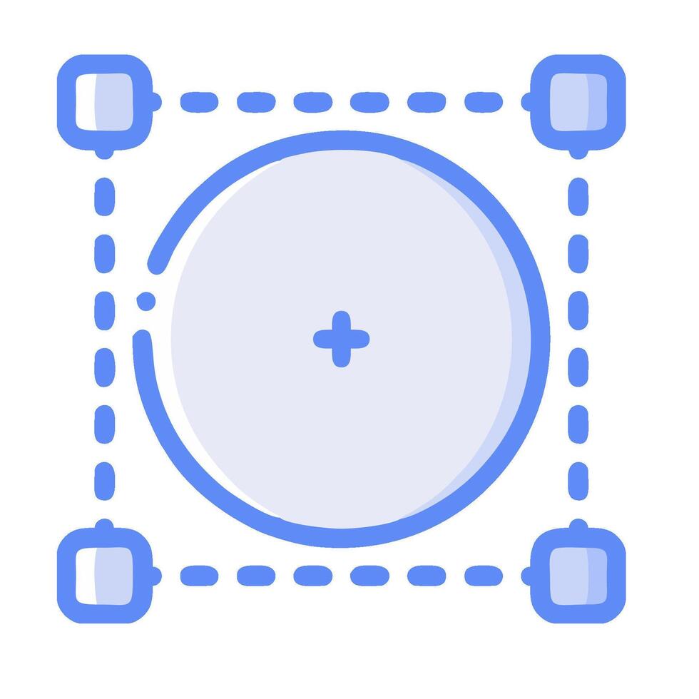 A circle with a plus sign in the middle vector