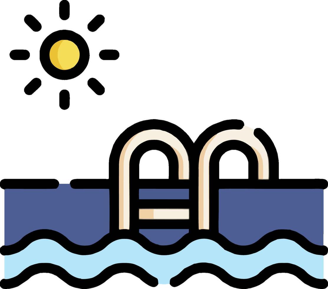 A swimming pool with a sun and a ladder vector